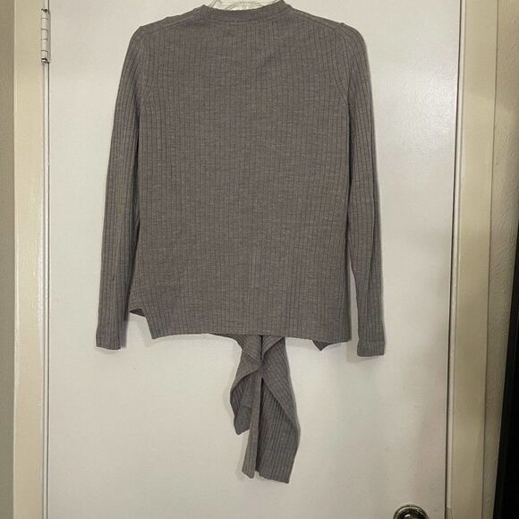 Brochu Walker The Dean Wrap Pullover Rib Knit Wool Stone Brown Sweater - Picture 8 of 8